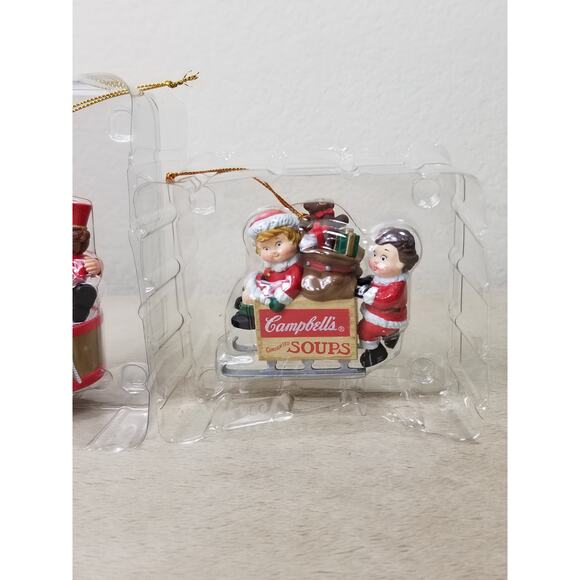 Campbell Christmas Figurine Tree Ornament 1996  1997 100th Birthday New x2 Vtg - Picture 3 of 12